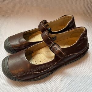Keen Shoes Brown Leather Mary Janes Size 9.5 One Strap w. Buckle